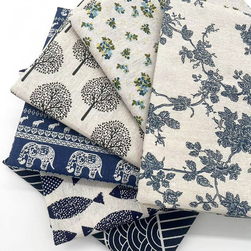 Textiles For Home - Retro Boho Bloemrijk Katoen-Linnenmix Stof, Zachte