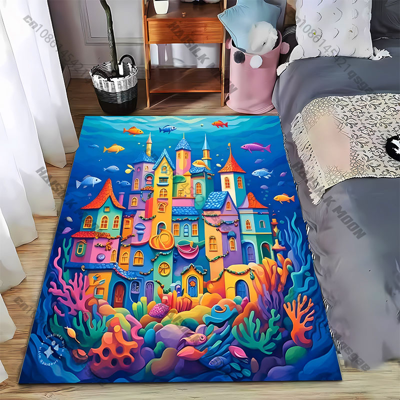 Home Textiles City - Onderwaterstad met levendige kleuren, kleed met