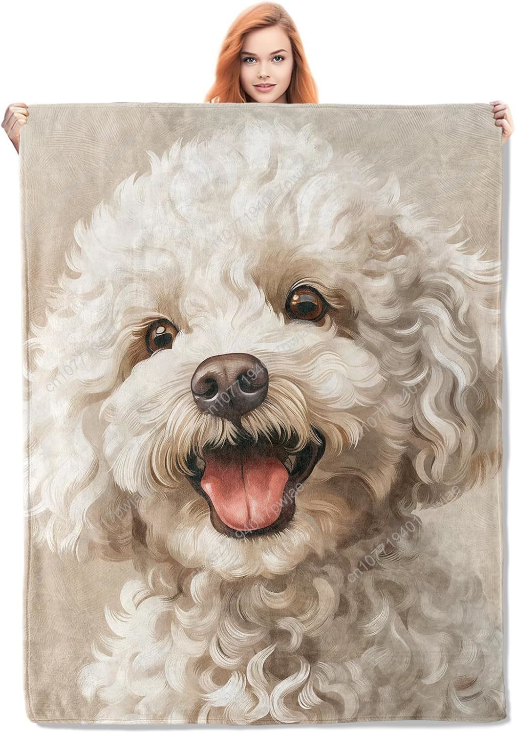 Home Textiles & Furnishings - Vrolijke poedelportretdeken Realistisch hondenontwerp Zachte fleece